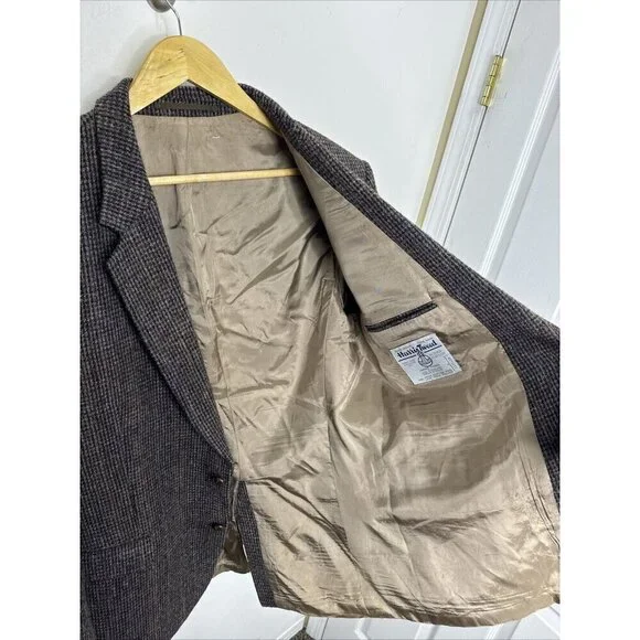 Harris Tweed Moores Men 44 Wool BrownBlazer Sports Coat